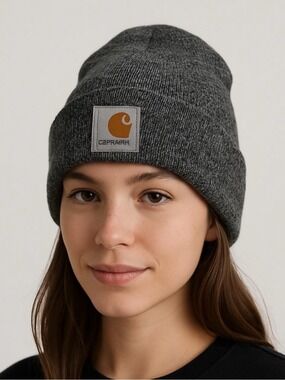 CARHARTT beanie unisex toque heathered black & white hat OS